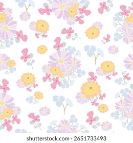 coquette seamless pastel flowers pattern.