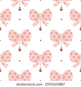 Coquette seamless pattern pink ribbon bow