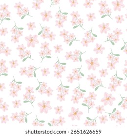 Coquette sin patrón de flores de color rosa. Delicados pétalos y flores vibrantes crean una ilustración botánica artística y vintage. Perfecto para el Fondo de pantalla, la tela, el papel de embalaje y más.