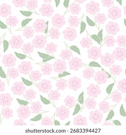 coquette padrão de flores rosa sem costura. Pétalas delicadas e flores vibrantes criam uma ilustração botânica artística e vintage.