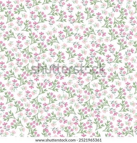 coquette seamless pink flowers pattern. Delicate petals and vibrant blossoms create an artistic and vintage botanical illustration. Perfect for wallpaper, fabric, wrapping paper and more.