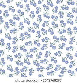 coquette seamless purple flowers pattern. Delicate petals and vibrant blossoms create an artistic and vintage botanical illustration. Perfect for wallpaper, fabric, wrapping paper and more.