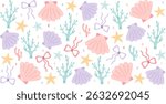 Coquette Seashell 16oz libbey glass can wrap. Ocean cup wrap sublimation design. Coastal Beach glass, Girly Summer 16oz full wrap, UV DTF design