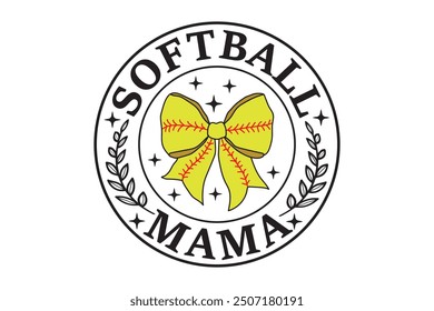 Coquette Softball Mama Bow Game Day EPS T-shirt Design