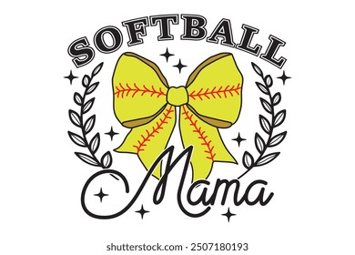 Coquette Softball Mama Bow Game Day EPS T-shirt Design