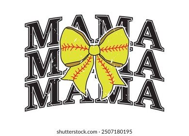 Coquette Softball Mama Bow Game Day EPS T-shirt Design