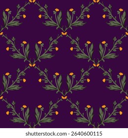 Coquette trellis floral seamless pattern, checkered background fabric, wallpaper, wrapping, clothes
