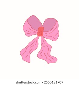 Coquette vintage bow y2k girly style. Coquette pink bow illustration. Vector illustration romantic