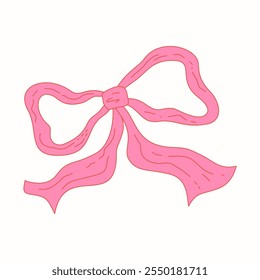 Coquette vintage bow y2k girly style. Coquette pink bow illustration. Vector illustration romantic