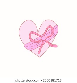 Coquette vintage bow y2k girly style. Coquette pink bow illustration. Vector illustration romantic