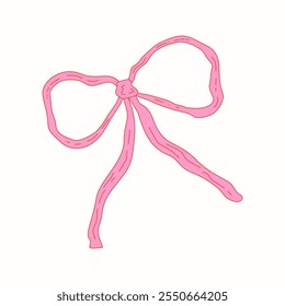 Coquette vintage bow y2k girly style. Coquette pink bow illustration. Vector illustration romantic