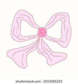 Coquette vintage bow y2k girly style. Coquette pink bow illustration. Vector illustration romantic