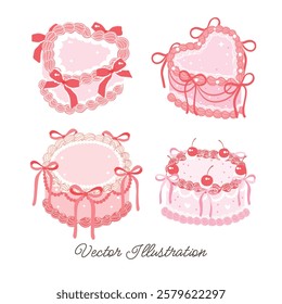 Coquette Vintage Cake Vector Illustration