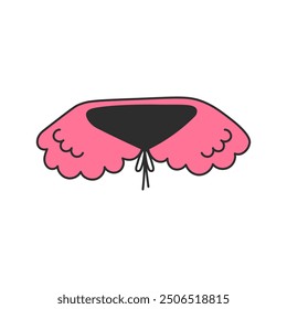 Coquette vintage Pink Women's collar. Hand drawn retro fashion accessory for girl. Isolated vector illustration