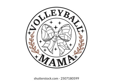 Coquette Volleyball Mama Bow Game Day EPS T-shirt Design