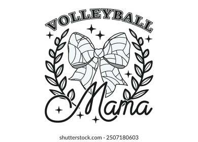 Coquette Volleyball Mama Bow Game Day EPS T-shirt Design