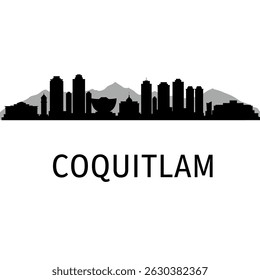 Coquitlam Skyline com BC e Canada Cityscape Silhouette.