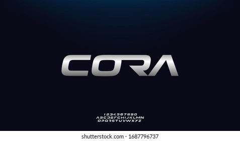 Cora, a bold modern sporty typography alphabet font. vector illustration design