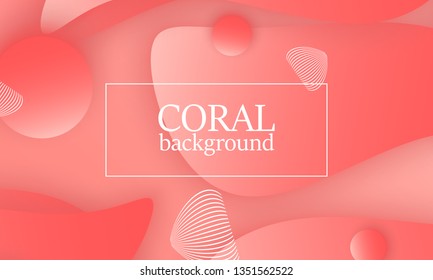Coral abstract background. Vector illustration. Red pink background. Color coral pattern.