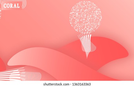 Coral abstract background. Vector illustration. Red pink background. Color coral pattern.