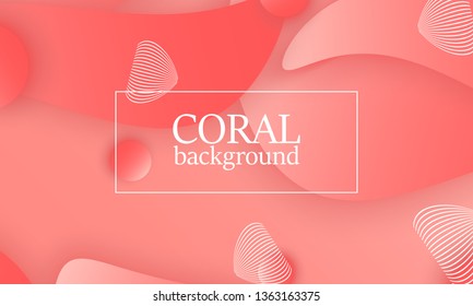 Coral abstract background. Vector illustration. Red pink background. Color coral pattern.
