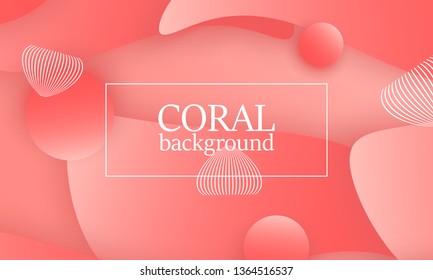 Coral abstract background. Vector illustration. Red pink background. Color coral pattern.