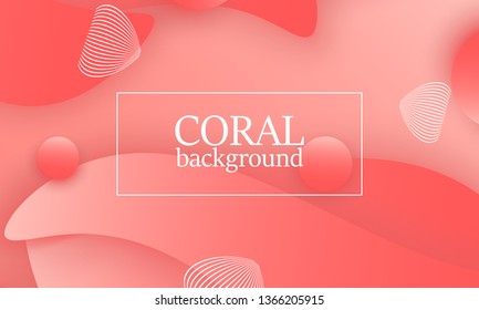 Coral abstract background. Vector illustration. Red pink background. Color coral pattern.