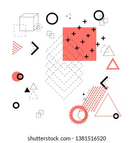 coral abstract and universal composition of simple geometric shapes