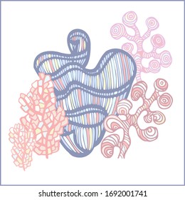 Coral and Algae vector graphic sketch handdraw 