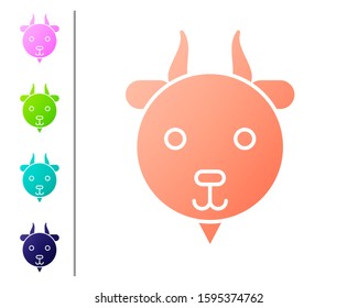 Coral Aries zodiac sign icon isolated on white background. Astrological horoscope collection. Set color icons. Vector Illustration