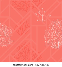 Coral background, seamless pattern. Color of the year. Vector illustration