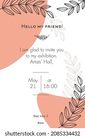 Coral background for text, blank for invitation