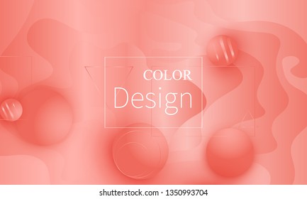 Coral background. Vector illustration. Coral color gradient. Pink fluid pattern.