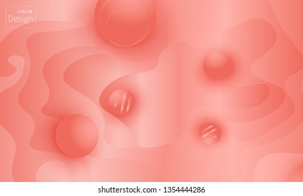 Coral background. Vector illustration. Coral color gradient. Pink fluid pattern.