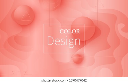 Coral background. Vector illustration. Coral color gradient. Pink fluid pattern.