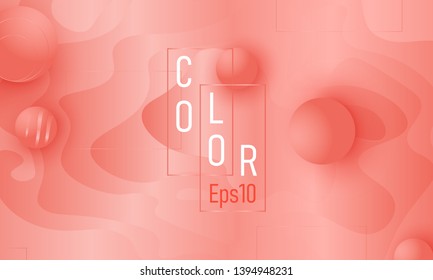 Coral background. Vector illustration. Coral color gradient. Pink fluid pattern.