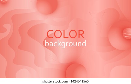 Coral background. Vector illustration. Coral color gradient. Pink fluid pattern.