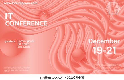Coral background. Vector illustration. Coral color gradient. Fluid flow pattern.