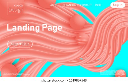 Coral background. Vector illustration. Coral color gradient. Fluid flow pattern.