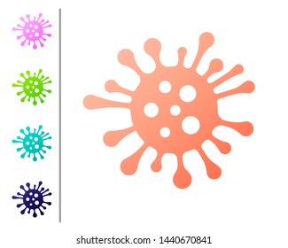 Coral Bacteria icon isolated on white background. Bacteria and germs, microorganism disease causing, cell cancer, microbe, virus, fungi. Set color icons. Vector Illustration