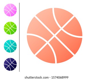 Coral Basketball ball icon isolated on white background. Sport symbol. Set color icons. Vector Illustration