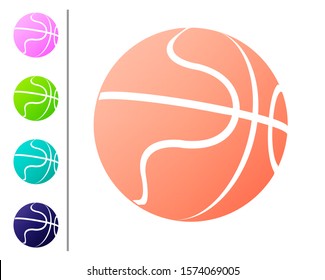 Coral Basketball ball icon isolated on white background. Sport symbol. Set color icons. Vector Illustration