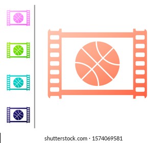 Coral Basketball game video icon isolated on white background. Set color icons. Vector Illustration