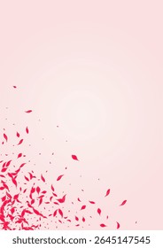 Coral Blossom Vector Pink Background. Fall Petal Frame. Ruby Sakura Fly Banner. Carmine Beauty Flower Illustration.