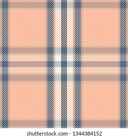 Coral  blue gingham seamless pattern, table cloth plaid texture.