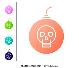 Coral Bomb ready to explode icon isolated on white background. Happy Halloween party. Set color icons. Vector Illustration