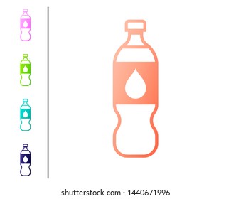 Coral Bottle of water icon isolated on white background. Soda aqua drink sign. Set color icons. Vector Illustration