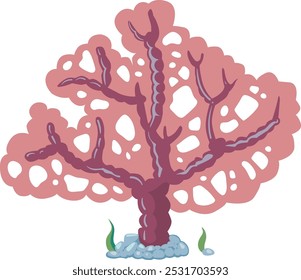 Coral branch cartoon icon. Deep sea fauna