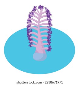 Coral branch icon isometric vector. Bright purple coral branch in sea water icon. Undersea world, invertebrate