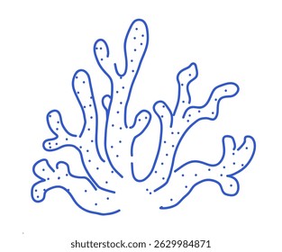 Coral branch with organic shape drawn in simple linear style. 